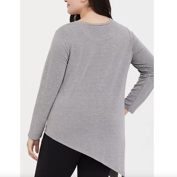 NEW NWT TORRID 3 Plus Size Asymmetrical Terry Active Sweatshirt Gray Long Sleeve - Picture 6 of 16